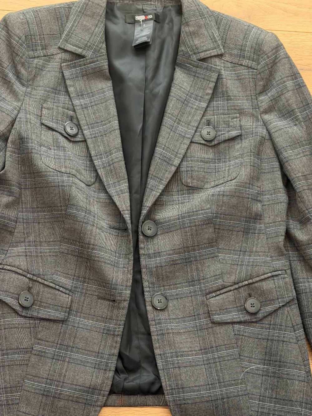 Style & Co. Plaid Structured Blazer Jacket Sz 6